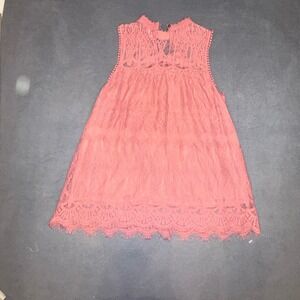 Vintage Inspired Rose Lace Sleeveless Mock Neck Top - Size Medium